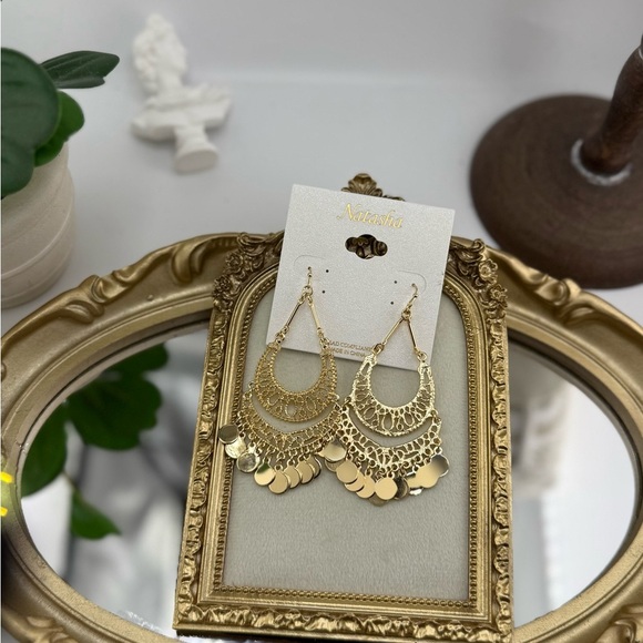 Natasha Gold Filigree Statement Earrings – Boho Chic Vibes! ✨ - Picture 5 of 12